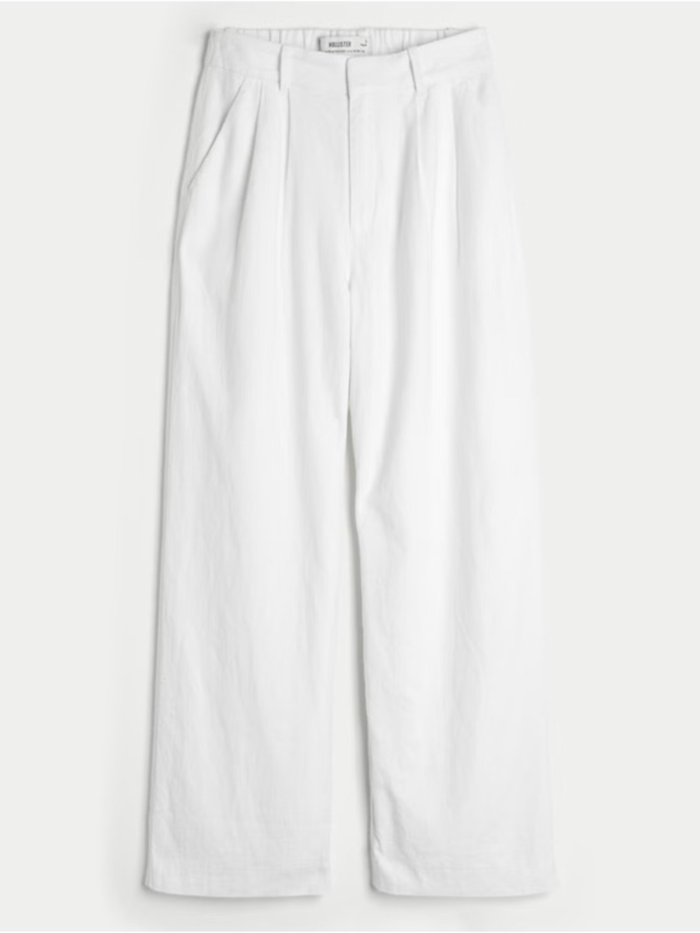 Hollister White Wide-Leg Pleated Chinos